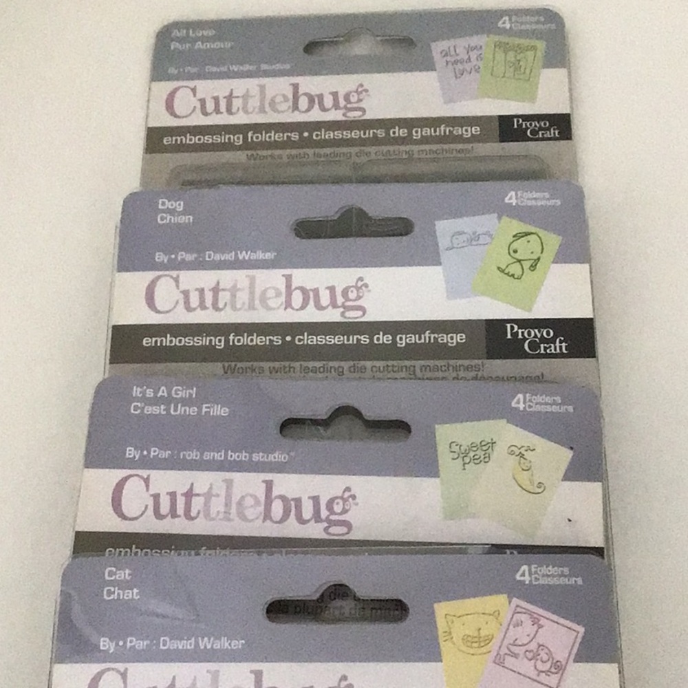 4 Sets Cuttlebug Embossing Folders Cat Dog Girl - Picture 7 of 9